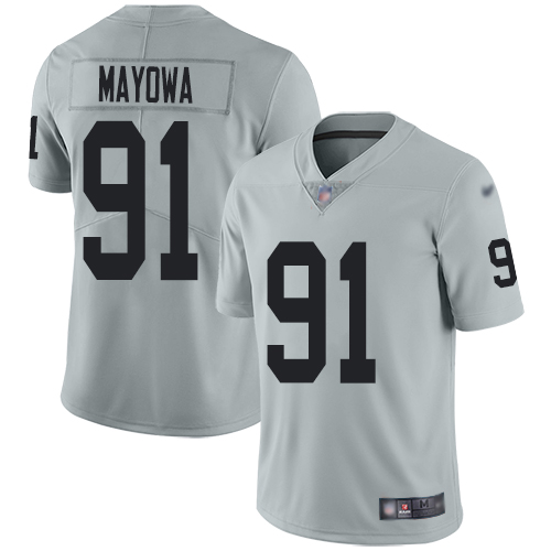 Men Oakland Raiders Limited Silver Benson Mayowa Jersey NFL Football #91 Inverted Legend Jersey